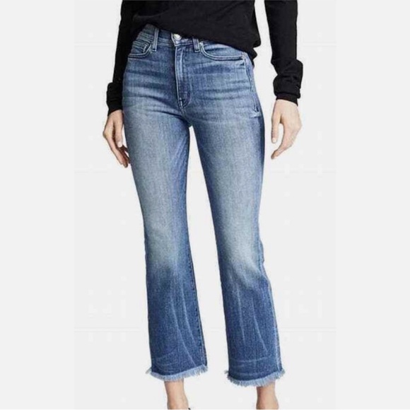 AYR The Bomb Pop Strait Leg High Rise Jeans Raw Hem Blue Size 25 Flattering Edgy - Picture 3 of 16